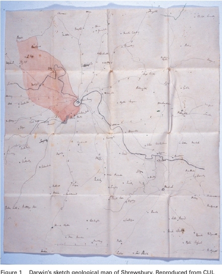 Darwin’s geological sketch map of Shrewsbury (Cambridge University Library)