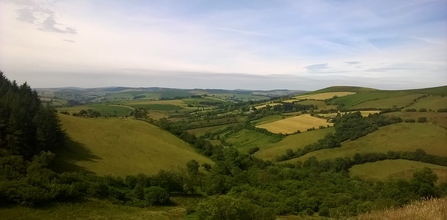 Landscape view of Shropshire fields and hills