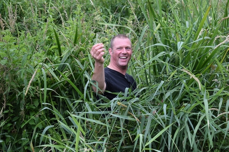 Man stood in tall reeds