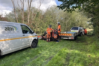 Beaver enclosure build starts - Tom and Luke from ATM Ltd (c) E Nickless