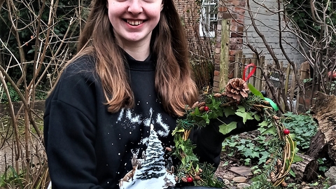Josie with Wreath