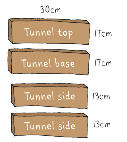 Build a hedgehog house tunnel dimensions illustration