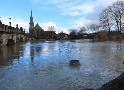 English Bridge Flooding Shrewsbury