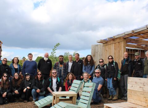Image of Shropshire Wildlife Trust outside for a staff away day at Crowsmill